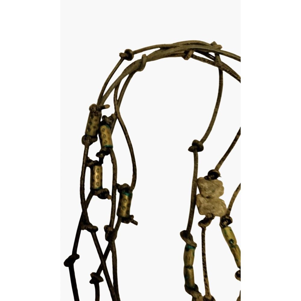 Crab Pendant Necklace Antique African Trade Bead Tribal Leather Goth Afrocentric - Picture 4 of 6